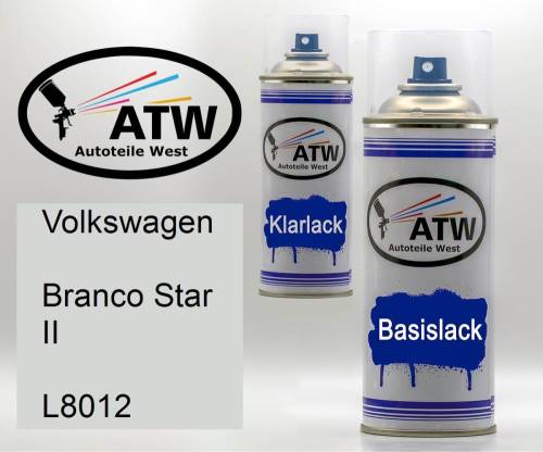 Volkswagen, Branco Star II, L8012: 400ml Sprühdose + 400ml Klarlack - Set, von ATW Autoteile West.